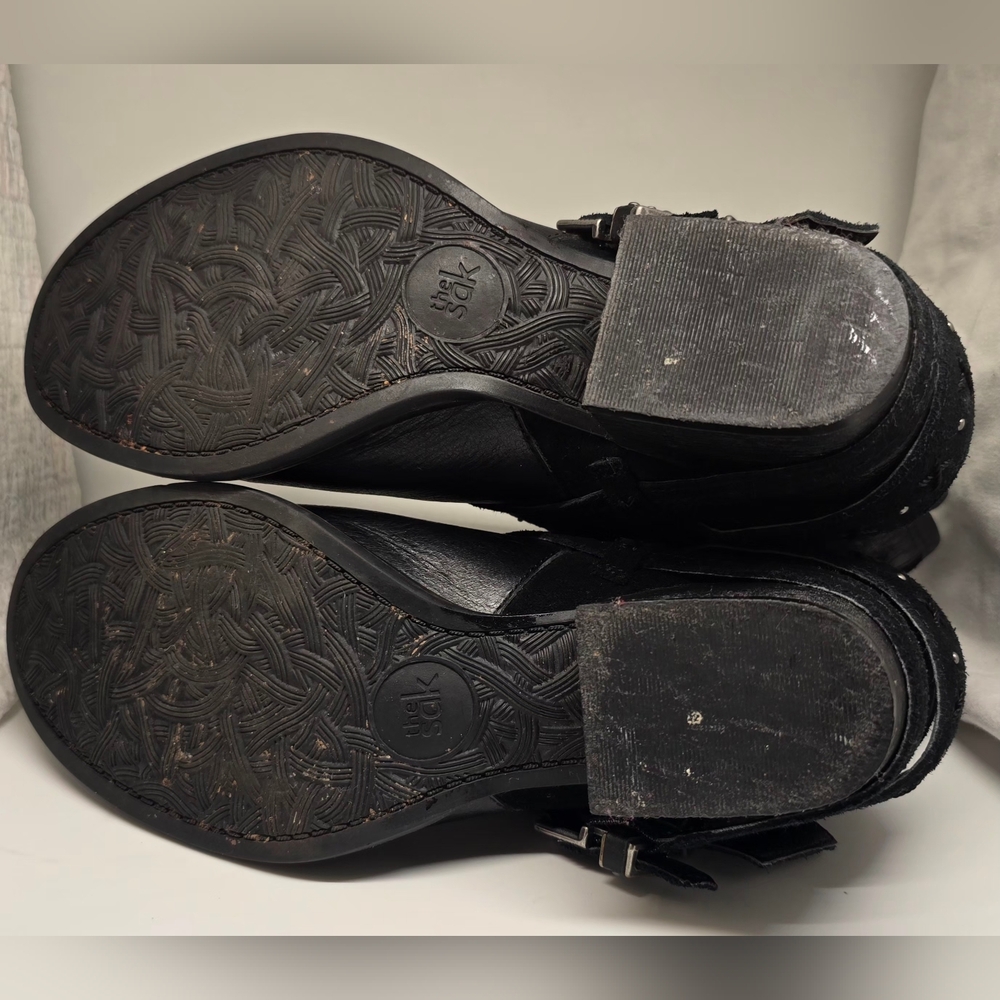 The Sak Black Leather Ankle Harness Booties with Silver Accents. 8 1/2 - Picture 5 of 7